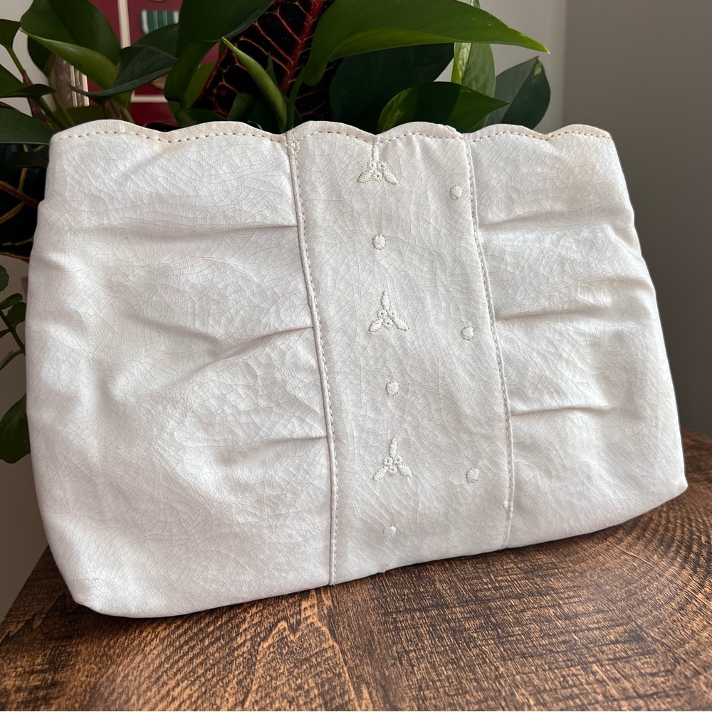 Vintage White Holiday Clutch or Shoulder Bag